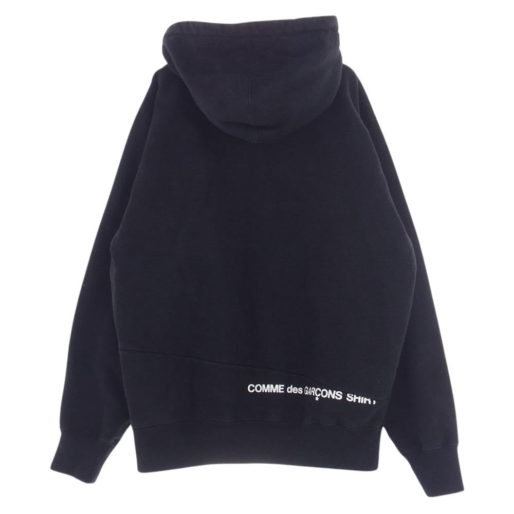 Supreme シュプリーム 18AW × COMME des GARCONS SHIRT コムデギャルソン シャツ Split Box Logo Hooded Sweatshirt スプリット ボックス ロゴ プリント フーデッド スウェットシャツボックス ロゴ パーカー ブラック系 M【中古】