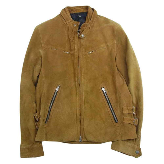 シンプリシテェ ピッグスキン スエード シングル ライダース ジャケット ベージュ系 40【中古】