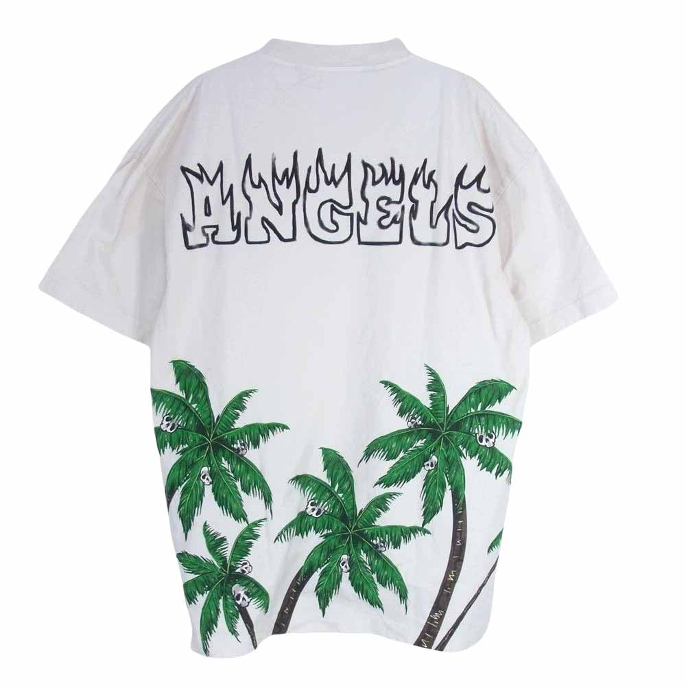 PALM ANGELS パームエンジェルス PMAA072S23JER005 ヤシの木 スカル ロゴ プリント 半袖 Tシャツ  ベージュ系 M【中古】