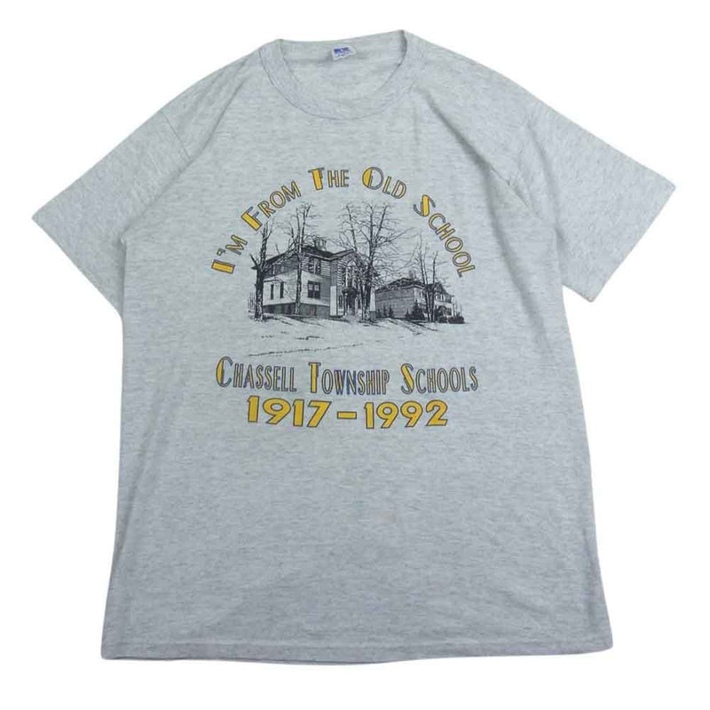 ラッセル アスレチック 80s CHASSEL TOWNSHIP SCHOOLS プリント 半袖 Tシャツ グレー系 L【中古】