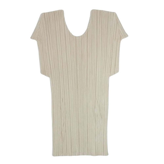 PLEATS PLEASE プリーツプリーズ イッセイミヤケ PP63-JK532 プリーツ加工 デザインカット フレンチスリーブ カットソー 半袖 イエロー系 3【美品】【中古】