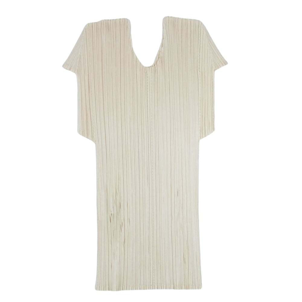 PLEATS PLEASE プリーツプリーズ イッセイミヤケ PP63-JK532 プリーツ加工 デザインカット フレンチスリーブ カットソー 半袖 イエロー系 3【美品】【中古】