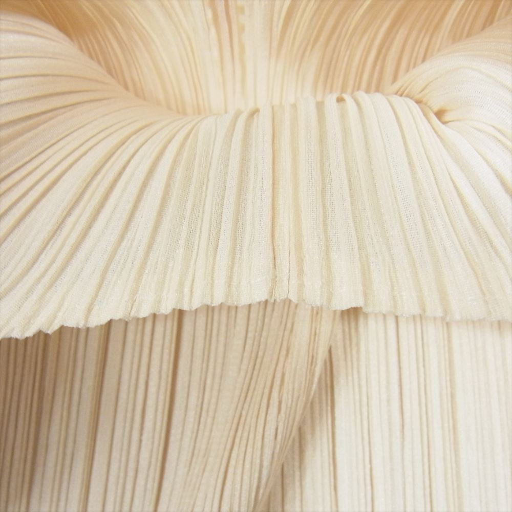 PLEATS PLEASE プリーツプリーズ イッセイミヤケ PP63-JK532 プリーツ加工 デザインカット フレンチスリーブ カットソー 半袖 イエロー系 3【美品】【中古】