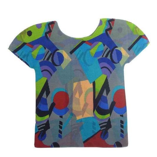 ISSEY MIYAKE イッセイミヤケ me ミー MI43FK286 ボックスプリーツ プリント カットソー 半袖 マルチカラー系【新古品】【未使用】【中古】