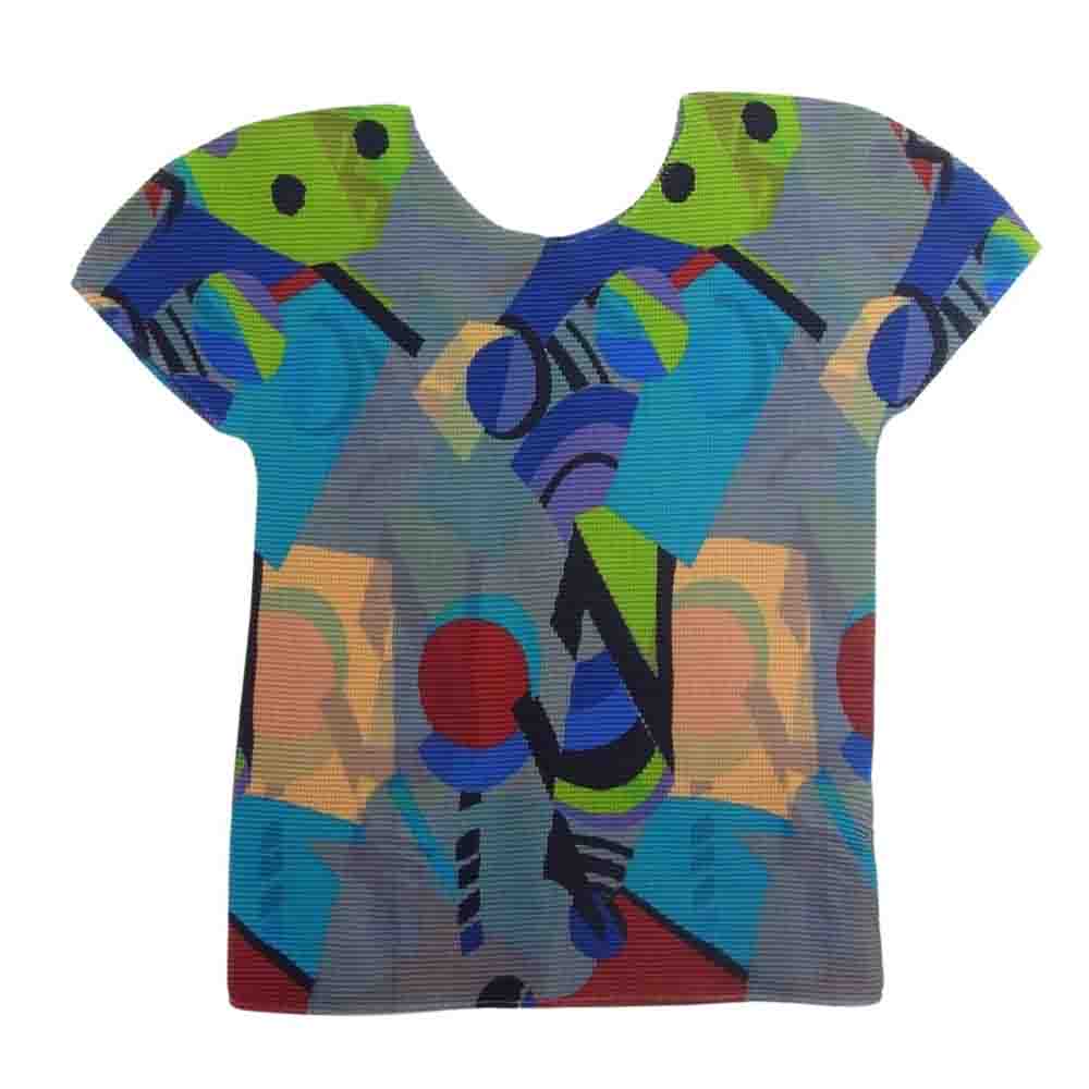 ISSEY MIYAKE イッセイミヤケ me ミー MI43FK286 ボックスプリーツ プリント カットソー 半袖 マルチカラー系【新古品】【未使用】【中古】