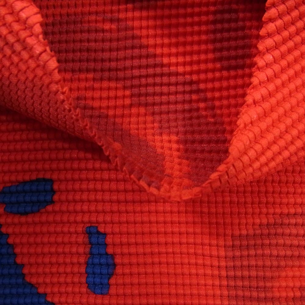 ISSEY MIYAKE イッセイミヤケ me ミー MI33FK236 ボックスプリーツ 口と歯 プリント カットソー 半袖 レッド系 サイズ表記無【新古品】【未使用】【中古】