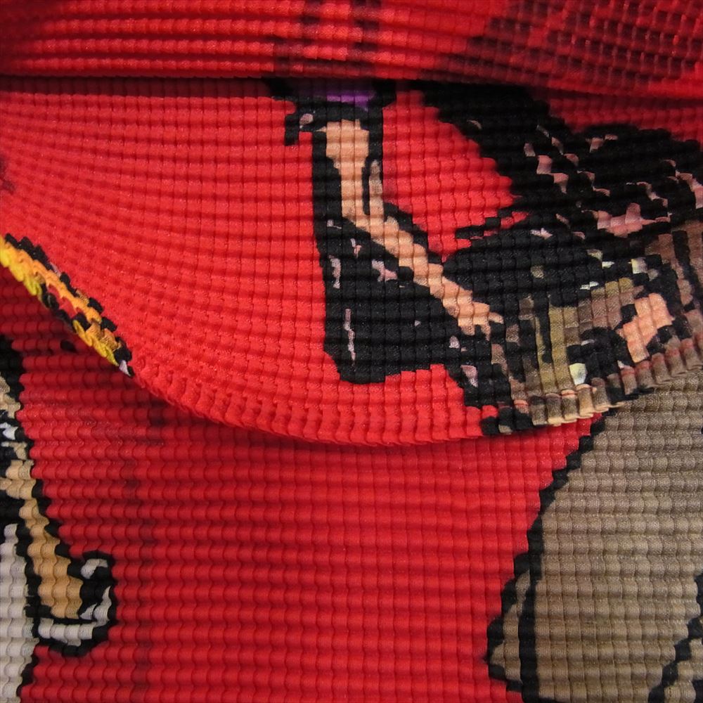 ISSEY MIYAKE イッセイミヤケ me ミー MI63FJ421 ボトルネック 総柄 プリント ボトルネック カットソー 長袖 レッド系 サイズ表記無【美品】【中古】