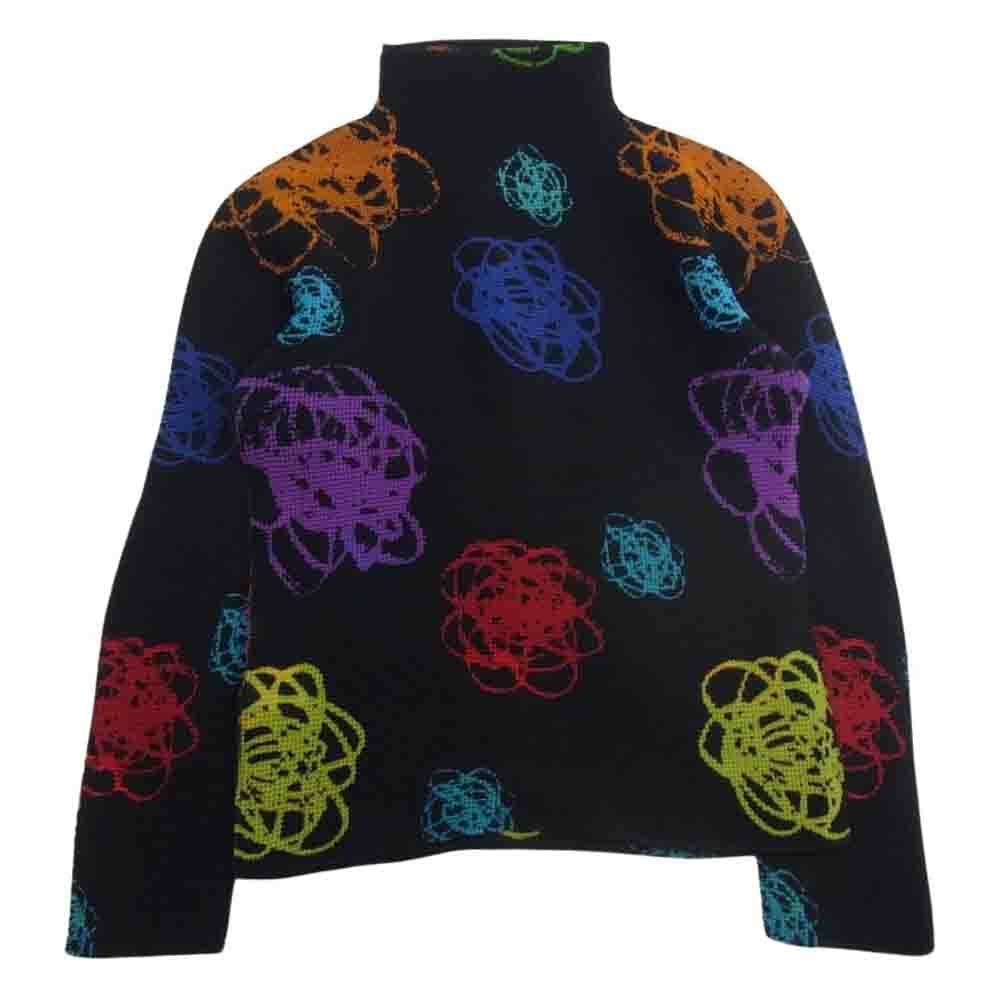 ISSEY MIYAKE イッセイミヤケ me ミー MI01FJ151 ボックスプリーツ プリント ボトルネック カットソー 長袖 ブラック系【美品】【中古】