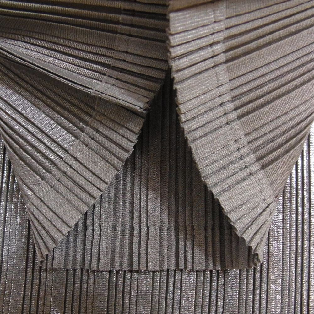 PLEATS PLEASE プリーツプリーズ イッセイミヤケ PP03-FK352 プリーツ加工 メタリックラメ タートルネック カットソー グレー系 3【美品】【中古】