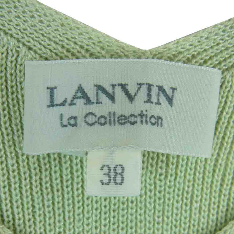 LANVIN ランバン U8T1337 Vネック ノースリーブ ニット コットン レーヨン 日本製 グレイッシュライトグリーン系 38【中古】