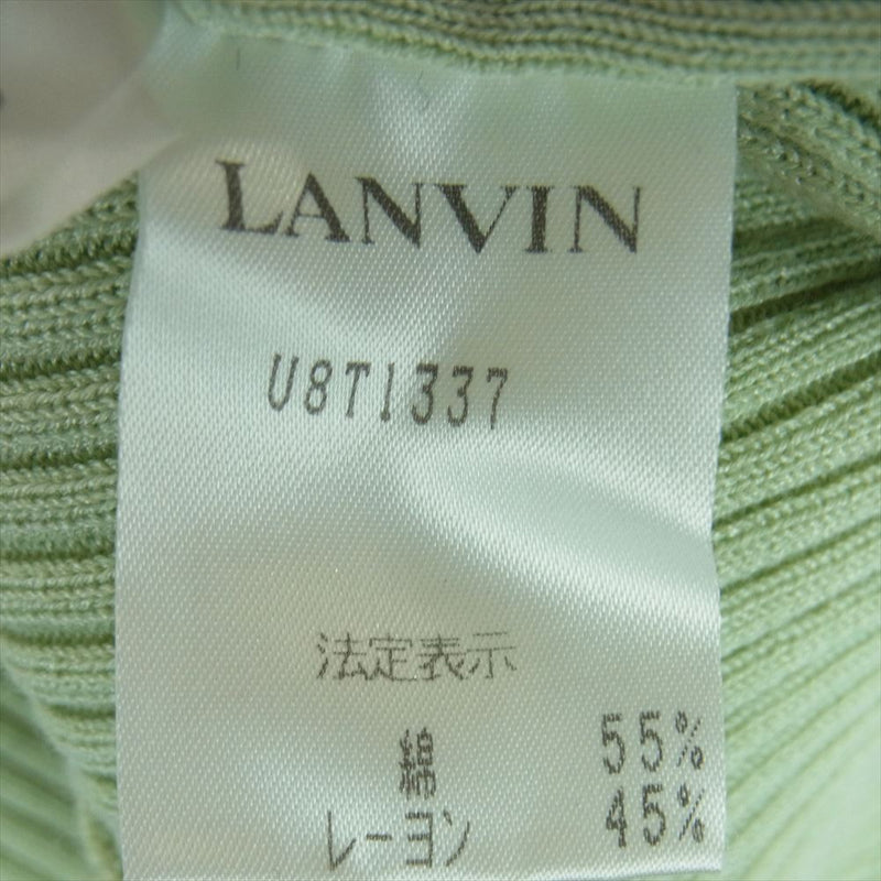 LANVIN ランバン U8T1337 Vネック ノースリーブ ニット コットン レーヨン 日本製 グレイッシュライトグリーン系 38【中古】