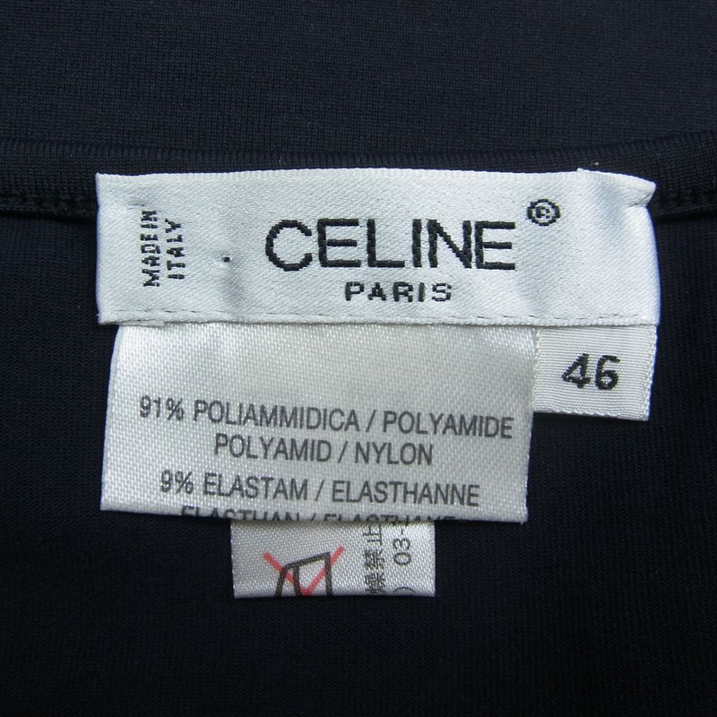 CELINE セリーヌ Vネック 半袖 カットソー Tシャツ ダークネイビー系 46【中古】