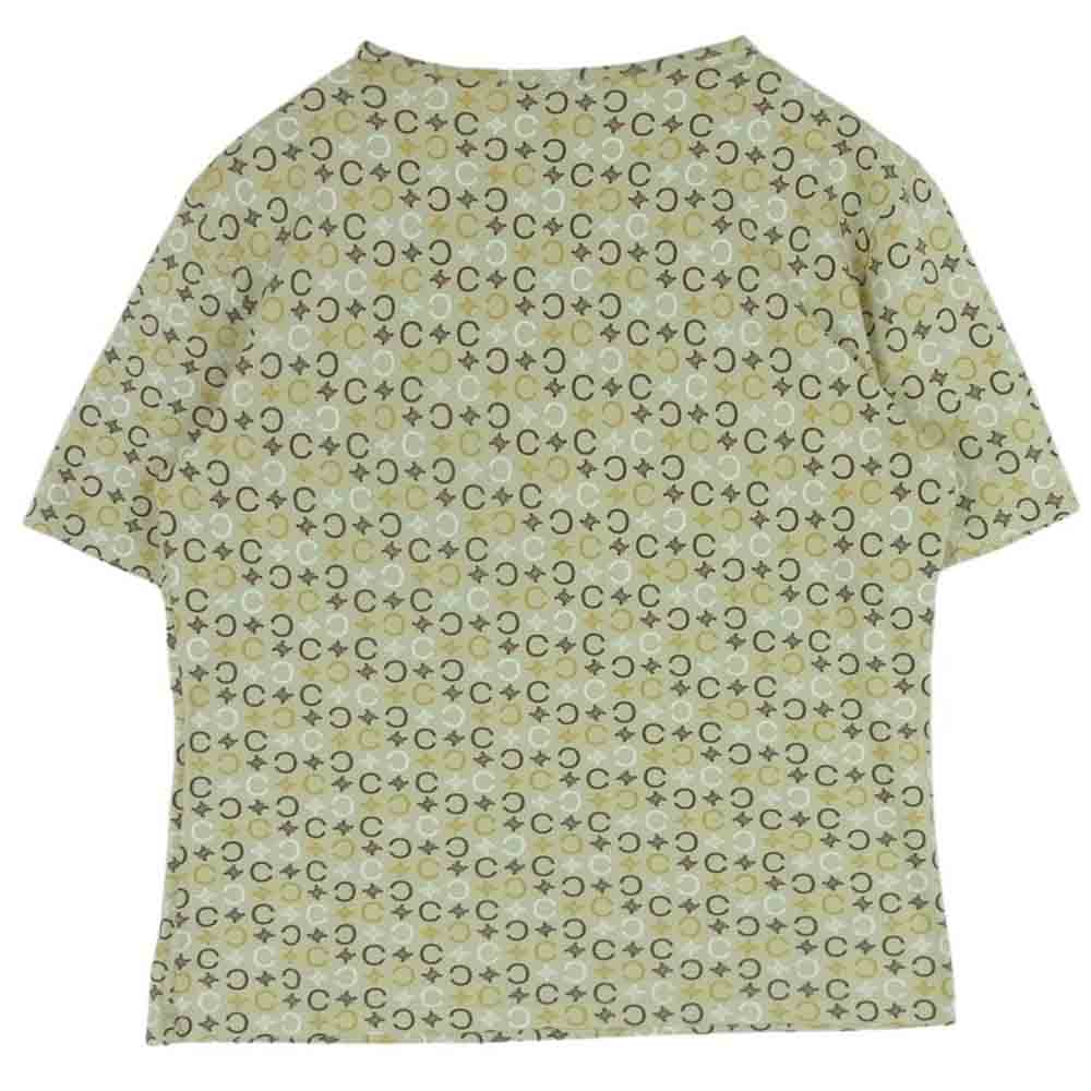 CELINE セリーヌ シグネチャー ロゴ 総柄 プリント 半袖 Tシャツ イタリア製 ベージュ系 XL【中古】