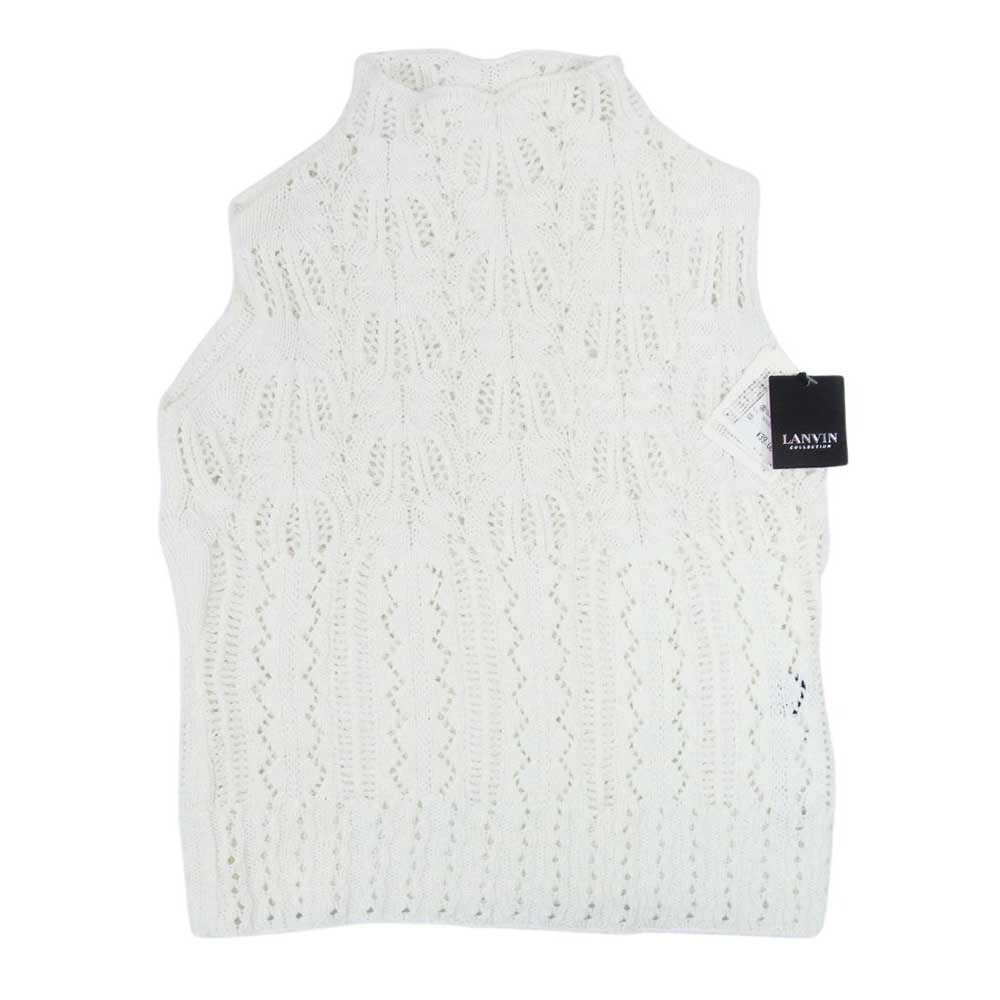 LANVIN ランバン U3T1635 レーヨン混 ノースリーブ レース ニット ホワイト系 F【美品】【中古】
