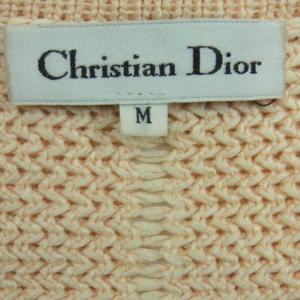 Christian Dior クリスチャンディオール Vネック ラップ ボタンレス カーディガン ベージュ系 肌色系 M【中古】
