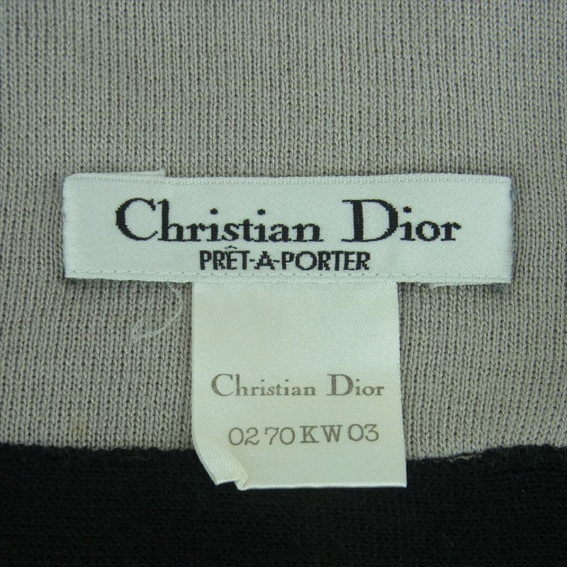 Christian Dior クリスチャンディオール 0270KW03 コットン シルク混 ロゴ刺繍 ストール マフラー グレー系 ブラック系【中古】