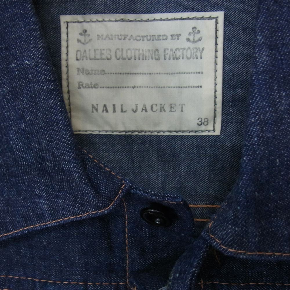 デラックスウエア DALEE’S ダリーズ NAIL JACKET ネイル ジャケット 10,5oz ライトオンス デニムジャケット type 1st インディゴブルー系 15.5【極上美品】【中古】