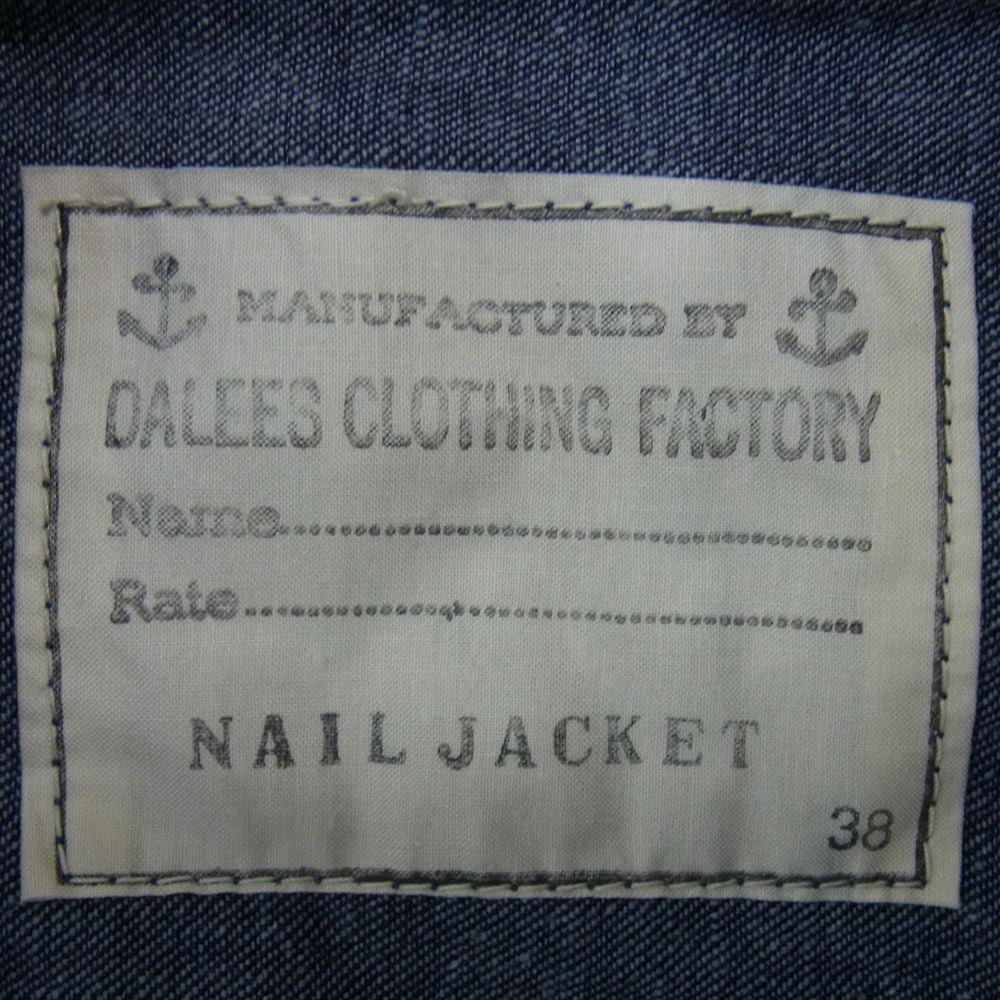 デラックスウエア DALEE’S ダリーズ NAIL JACKET ネイル ジャケット 10,5oz ライトオンス デニムジャケット type 1st インディゴブルー系 15.5【極上美品】【中古】