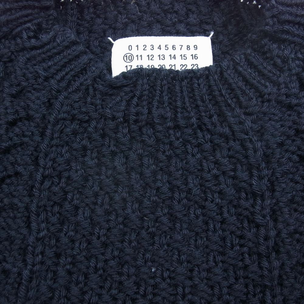 MAISON MARGIELA メゾンマルジェラ 21AW S50GP0252 S17833 destroyed wool sweater デストロイ ケーブルニット セーター ネイビー系 S【中古】