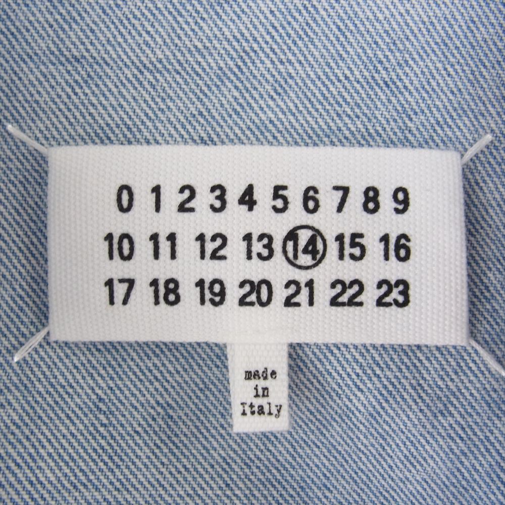 MAISON MARGIELA メゾンマルジェラ 14ライン 国内正規品 21AW S50AM0528 Bianchetto Denim Jacket ペンキ加工 ペンキデニム ノーカラー デニムジャケット ホワイト系 インディゴブルー系 46【中古】