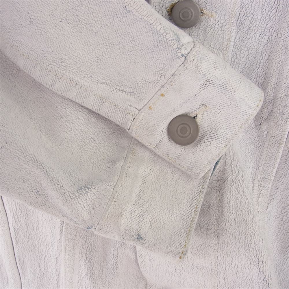 MAISON MARGIELA メゾンマルジェラ 14ライン 国内正規品 21AW S50AM0528 Bianchetto Denim Jacket ペンキ加工 ペンキデニム ノーカラー デニムジャケット ホワイト系 インディゴブルー系 46【中古】