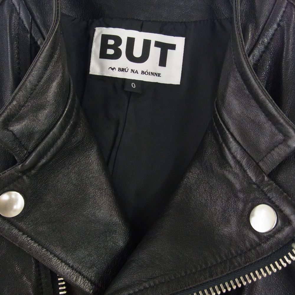 BRU NA BOINNE ブルーナボイン BUT 0001 BUT  ラムレザー 羊革 スタッズ セミダブル ライダースジャケット ブラック系 ：0【中古】