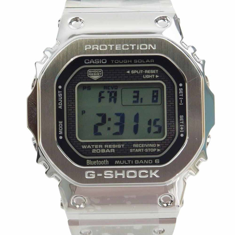 CASIO G-SHOCK カシオ ジーショック GMW-B5000D-1JF GMW-B5000シリーズ フルメタル 20気圧防水 タフソーラー ソーラー電波時計 腕時計 シルバー系【新古品】【未使用】【中古】