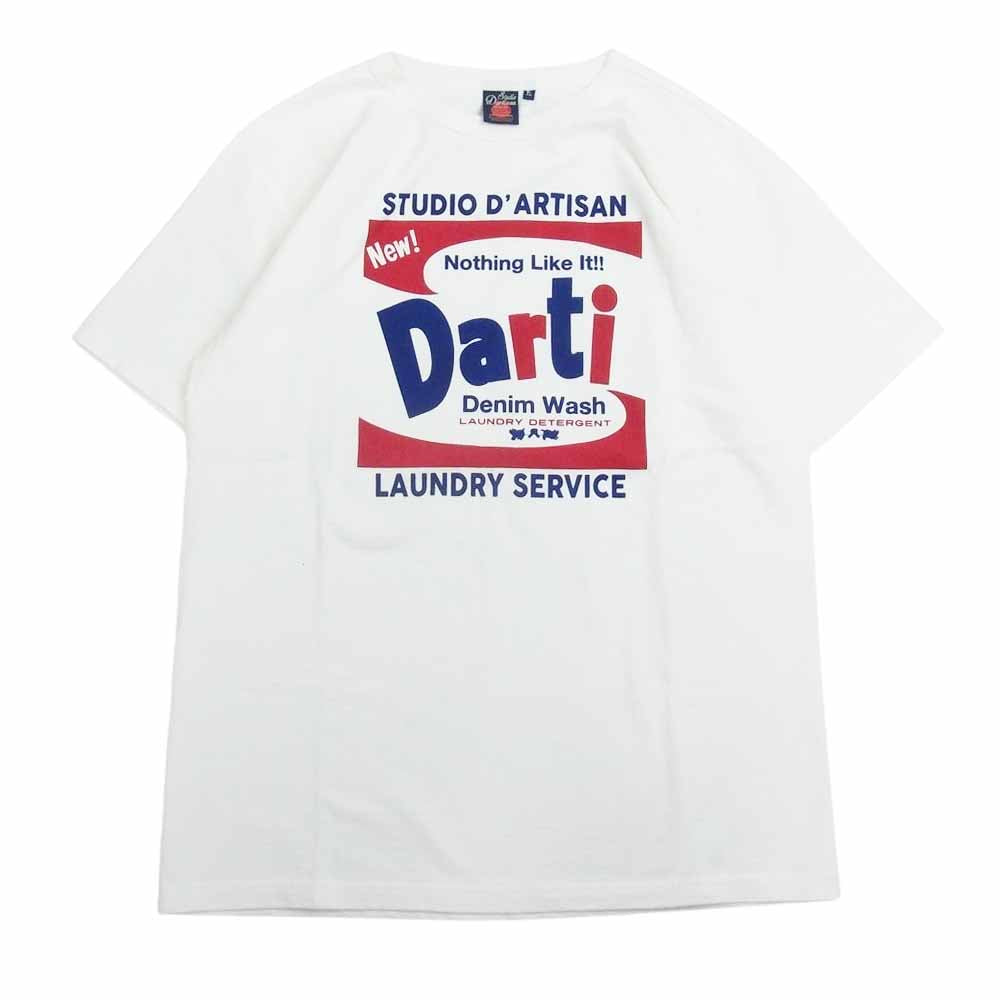 STUDIO D’ARTISAN ステュディオダルチザン 吊り編み プリント 半袖 Tシャツ ホワイト  ホワイト系 XL【美品】【中古】