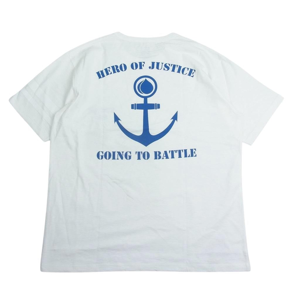 MOMOTARO JEANS 桃太郎ジーンズ プリント ロゴ 半袖 Tシャツ ホワイト系 XL【極上美品】【中古】