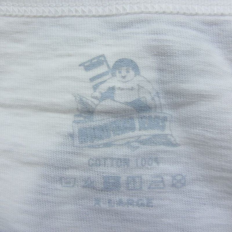 MOMOTARO JEANS 桃太郎ジーンズ プリント ロゴ 半袖 Tシャツ ホワイト系 XL【極上美品】【中古】