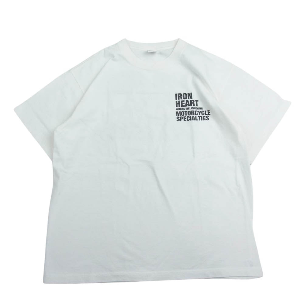 IRON HEART アイアンハート 両面 プリント 半袖 Tシャツ ホワイト系 L【美品】【中古】
