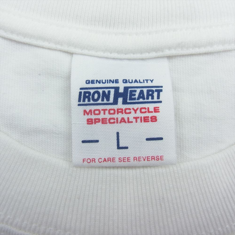 IRON HEART アイアンハート 両面 プリント 半袖 Tシャツ ホワイト系 L【美品】【中古】