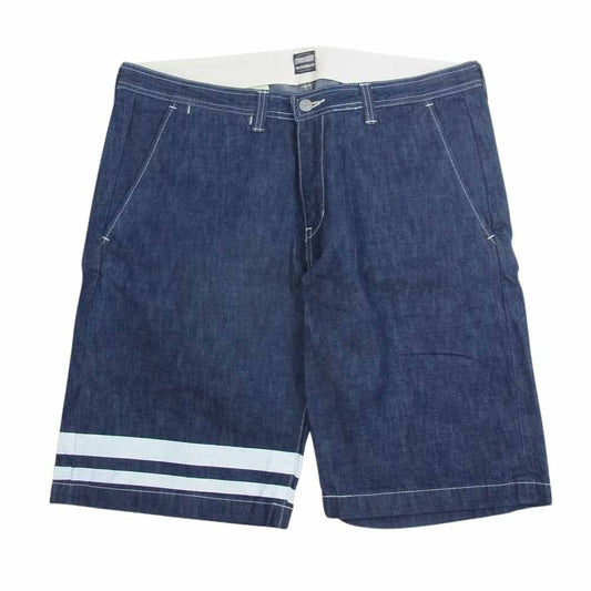 MOMOTARO JEANS 桃太郎ジーンズ ライン デニム ショーツ ショートパンツ インディゴブルー系 W34【中古】