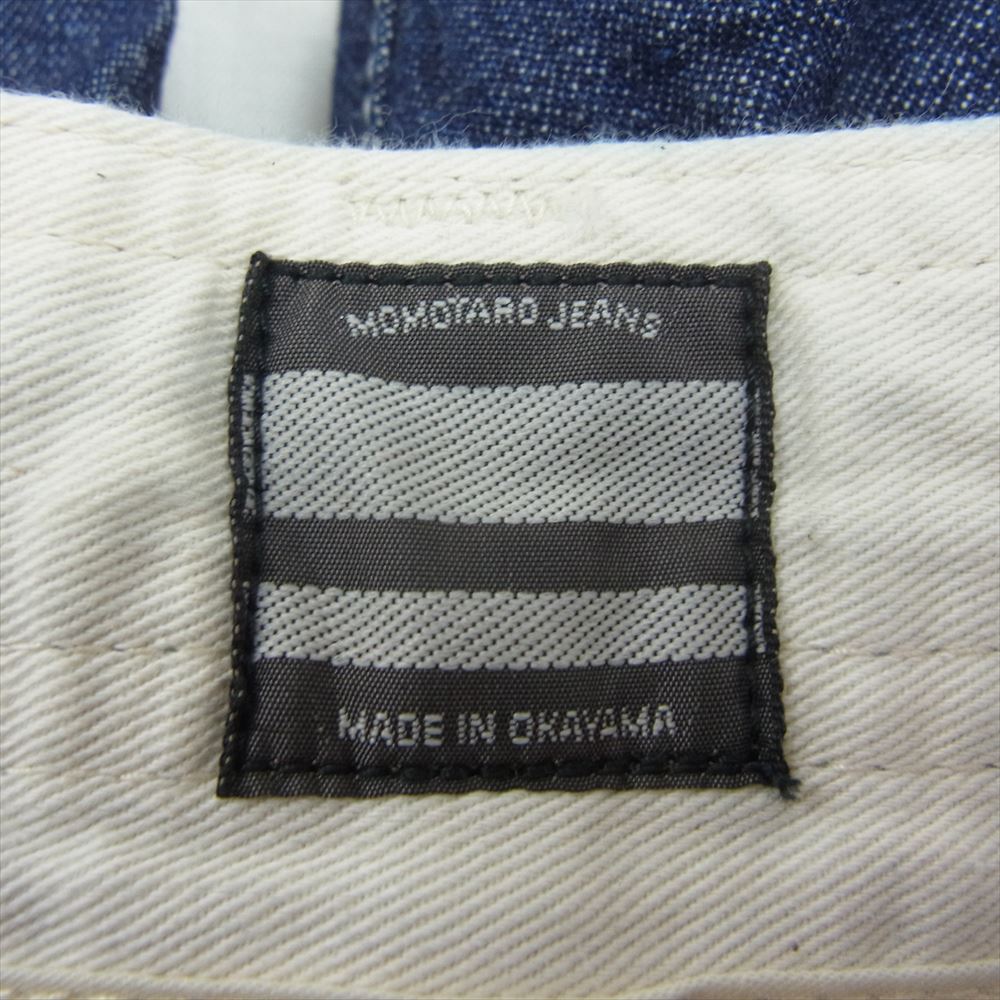 MOMOTARO JEANS 桃太郎ジーンズ ライン デニム ショーツ ショートパンツ インディゴブルー系 W34【中古】