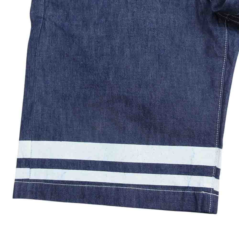 MOMOTARO JEANS 桃太郎ジーンズ ライン デニム ショーツ ショートパンツ インディゴブルー系 W34【中古】