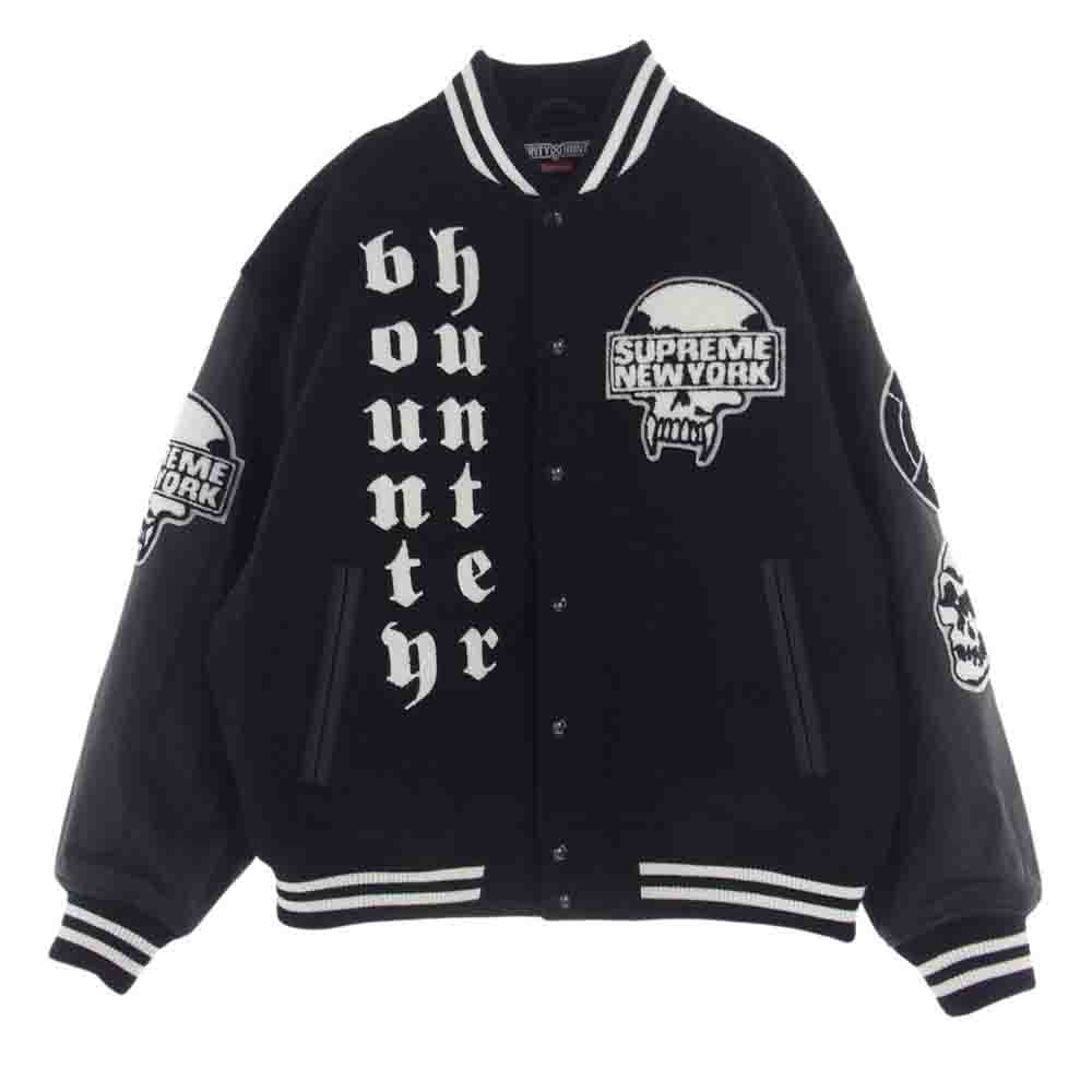 Supreme シュプリーム 23AW BOUNTY HUNTER バウンティーハンター Hunter Varsity Jacket ワッペン付き レザー スタジャン ブルゾン ブラック系 M【極上美品】【中古】
