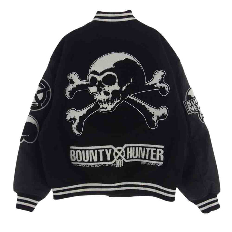 Supreme シュプリーム 23AW BOUNTY HUNTER バウンティーハンター Hunter Varsity Jacket ワッペン付き レザー スタジャン ブルゾン ブラック系 M【極上美品】【中古】