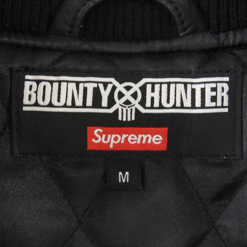 Supreme シュプリーム 23AW BOUNTY HUNTER バウンティーハンター Hunter Varsity Jacket ワッペン付き レザー スタジャン ブルゾン ブラック系 M【極上美品】【中古】