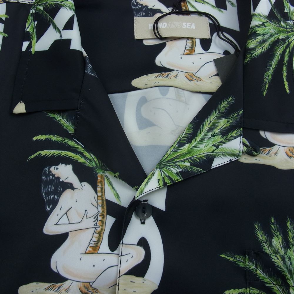 WIND AND SEA ウィンダンシー SC2311-SH01 アロハ ハワイアン オープンカラー シャツ ブラック系 S【極上美品】【中古】