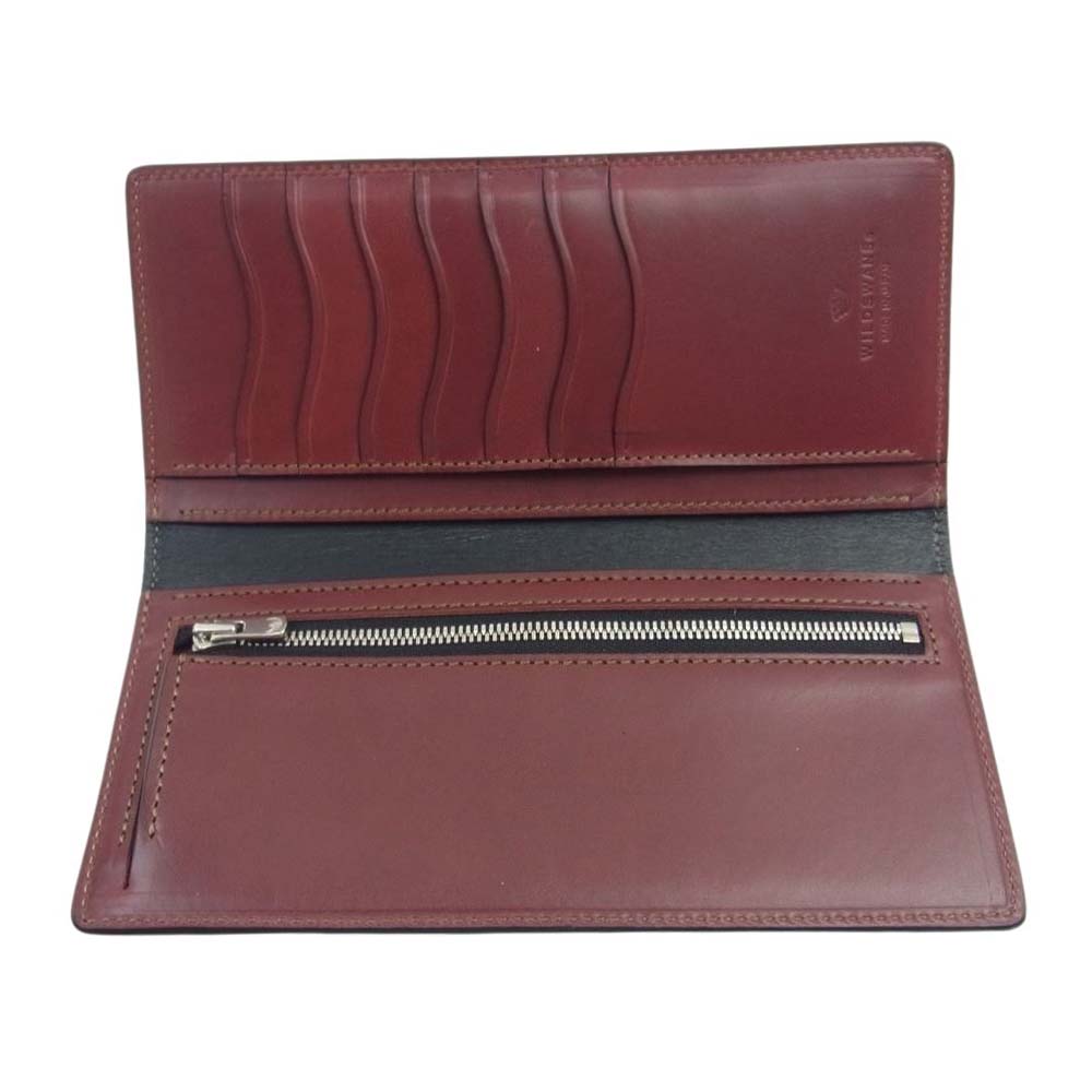 WILDSWANS ワイルドスワンズ KLIMT クリスペル クリムト カーフ レザー ロング ウォレット 長財布 ブラック×レッド ブラック系 ワインレッド系【新古品】【未使用】【中古】