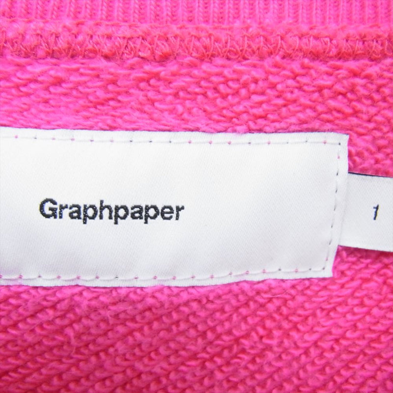 GRAPHPAPER グラフペーパー GU191-70059B × LOOPWHEELER RAGLAN SWEAT ループウィラー ラグラン クルーネック スウェット トレーナー ピンク系 1【中古】