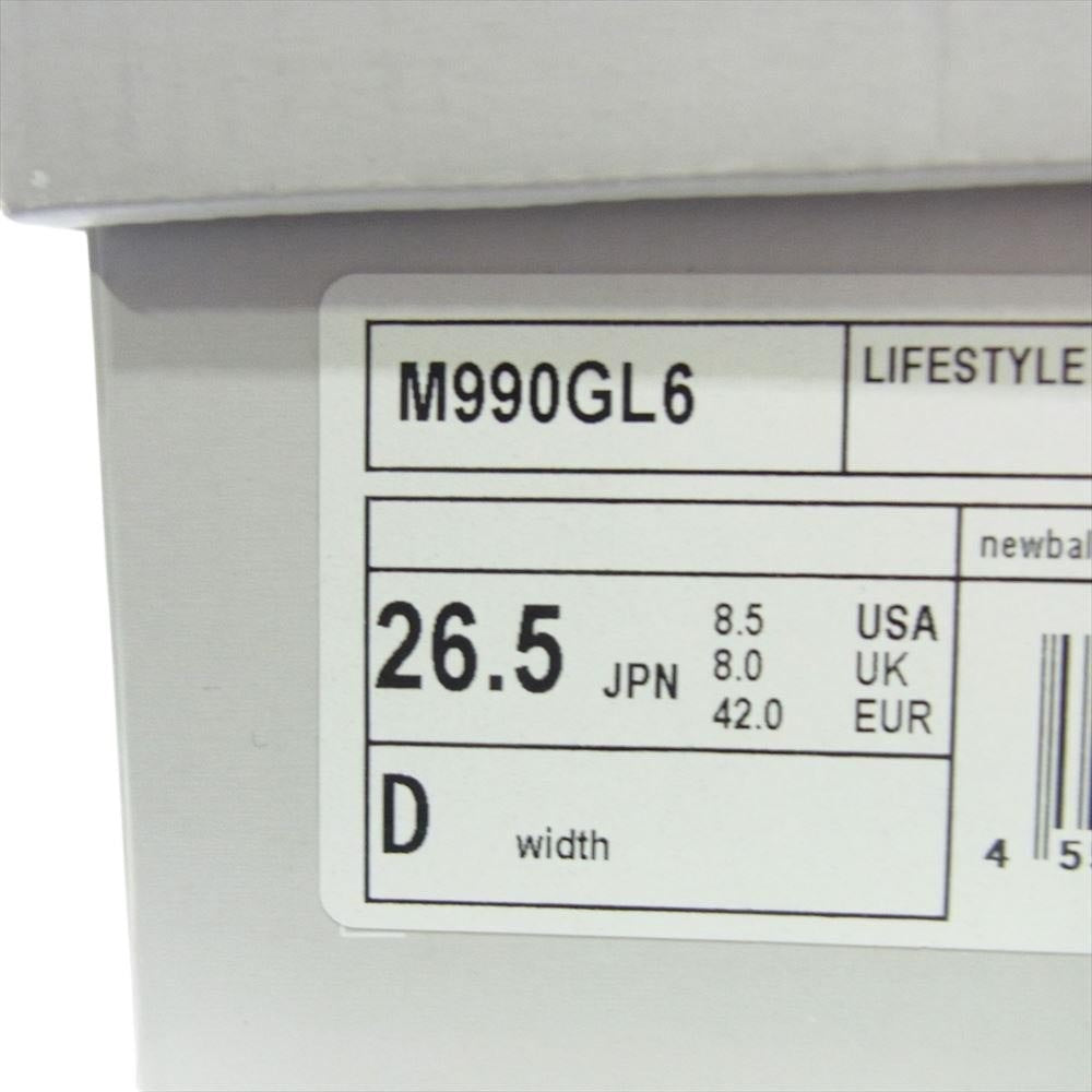NEW BALANCE ニューバランス M990GL6 USA製 990 V6 スエード ローカット スニーカー グレー系 26.5cm【新古品】【未使用】【中古】