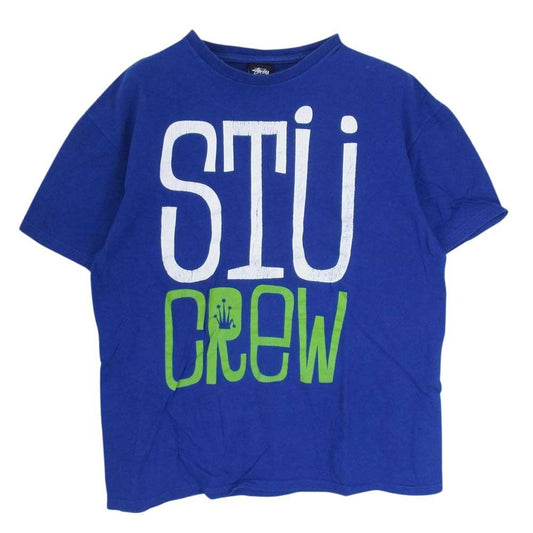 STUSSY ステューシー STUCREW プリント 半袖 Ｔシャツ ブルー系 L【中古】