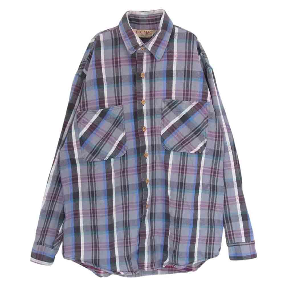 BIG MAC ビッグマック 90s 長袖 ヘビー ネルシャツ グレー系 16【中古】