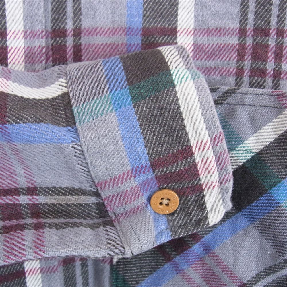 BIG MAC ビッグマック 90s 長袖 ヘビー ネルシャツ グレー系 16【中古】