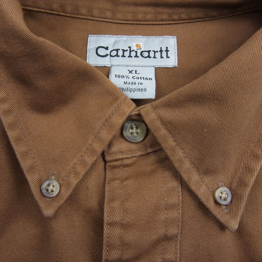 Carhartt カーハート S09BRN Work B.D shirt ボタンダウン 長袖 ワーク シャツ ブラウン系 XL【中古】