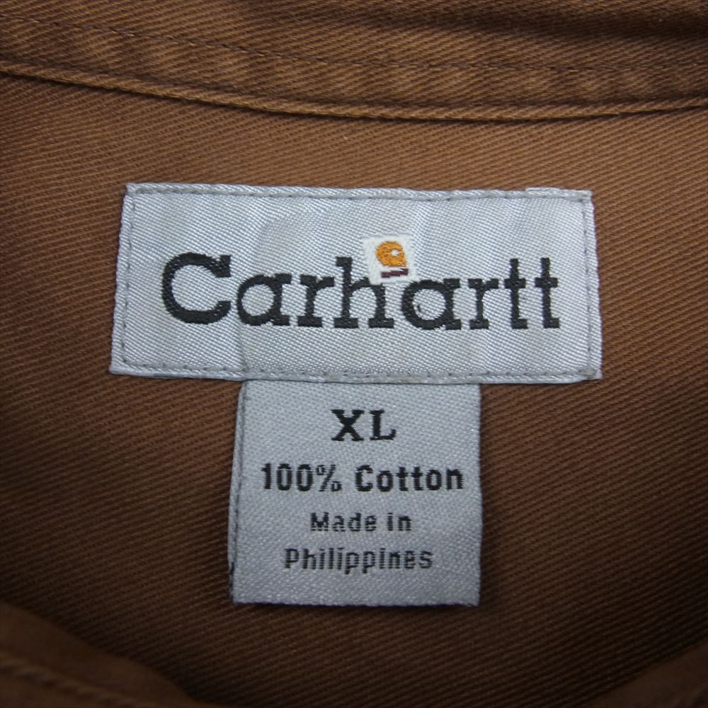 Carhartt カーハート S09BRN Work B.D shirt ボタンダウン 長袖 ワーク シャツ ブラウン系 XL【中古】