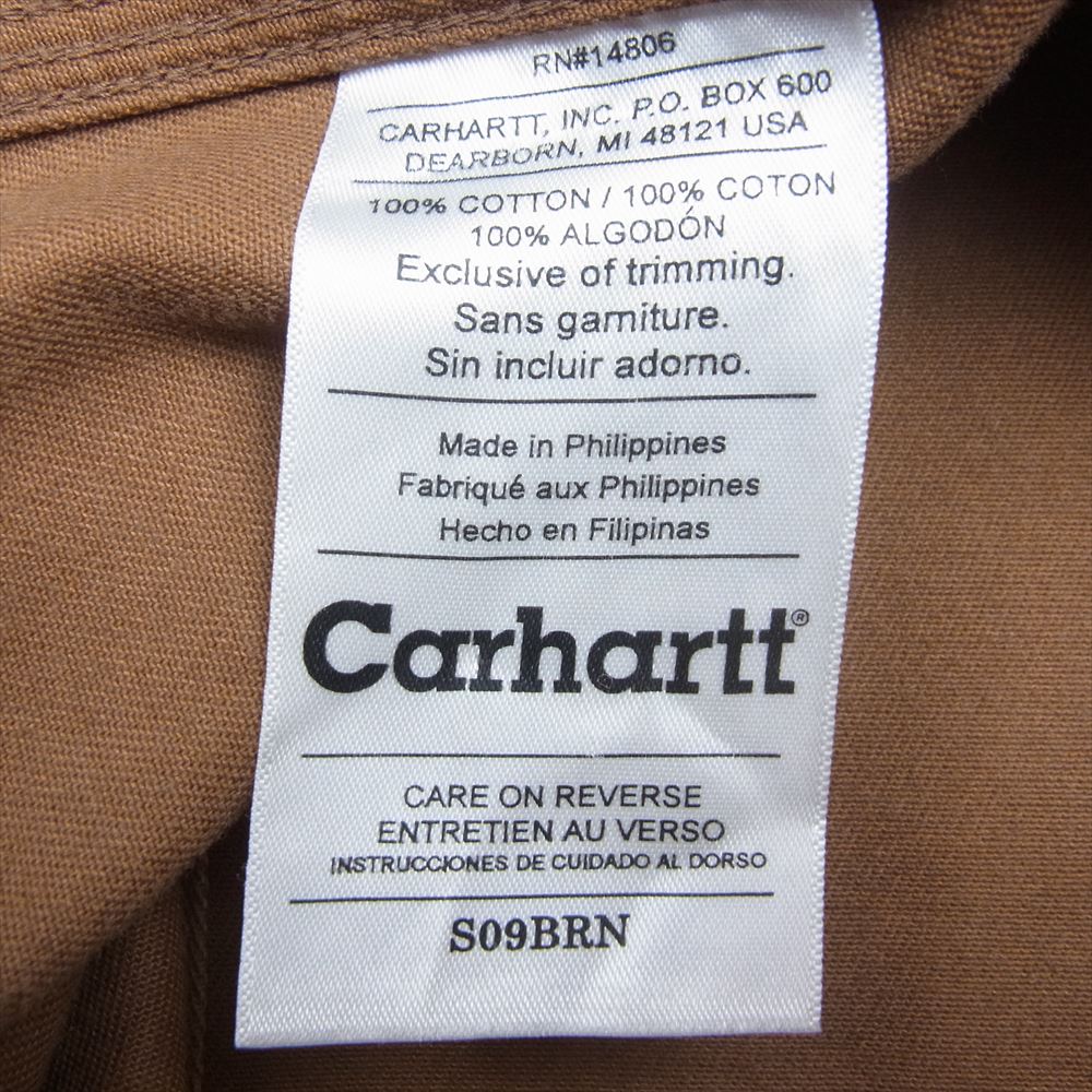 Carhartt カーハート S09BRN Work B.D shirt ボタンダウン 長袖 ワーク シャツ ブラウン系 XL【中古】