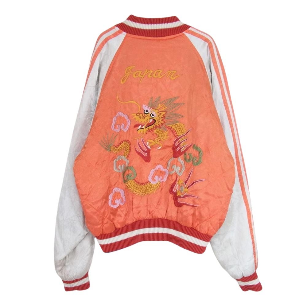 パールダイバー 90s サテン キルティング スカジャン リバーシブル オレンジ系 M【中古】