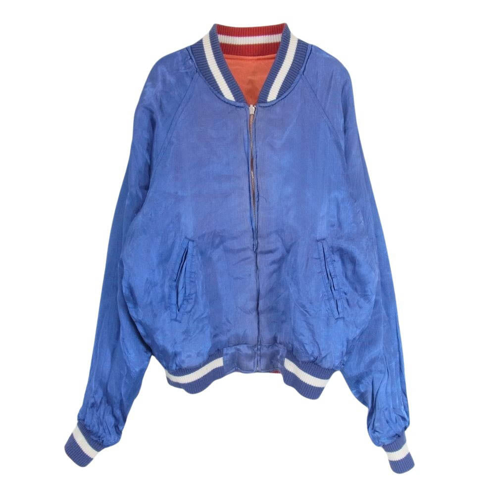パールダイバー 90s サテン キルティング スカジャン リバーシブル オレンジ系 M【中古】